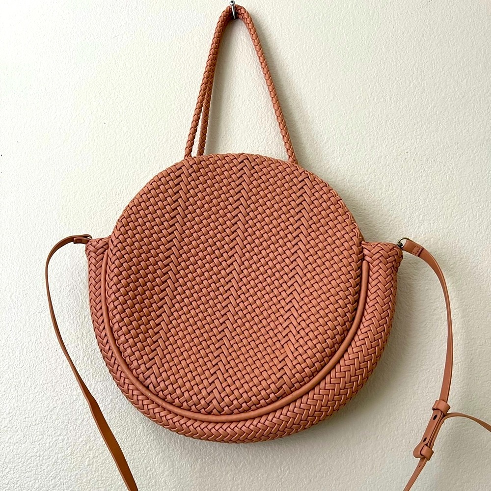 Anthropologie Round Woven Crossbody Bag – Boho Chic Style